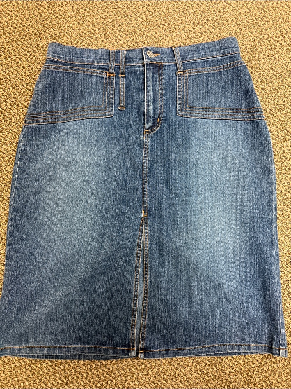 Y2K Sharon Anthony Denim Pencil Skirt Front Slit Stretch Jean Skirt Size 10‎